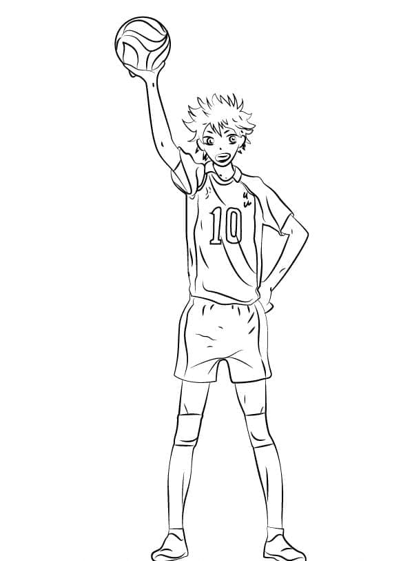 Shouyou Hinata with Volleyball Ball Coloring Page