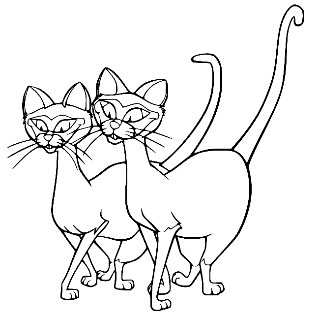 Раскраска Си и Ам, кошки-близнецы