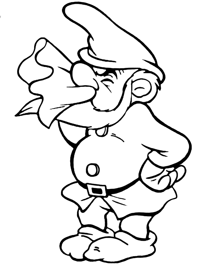 Sneezy blowing his nose Coloring Page