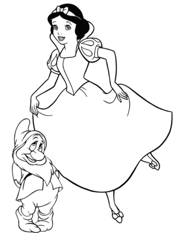 Snow White with Bashful dwarf Coloring Pages