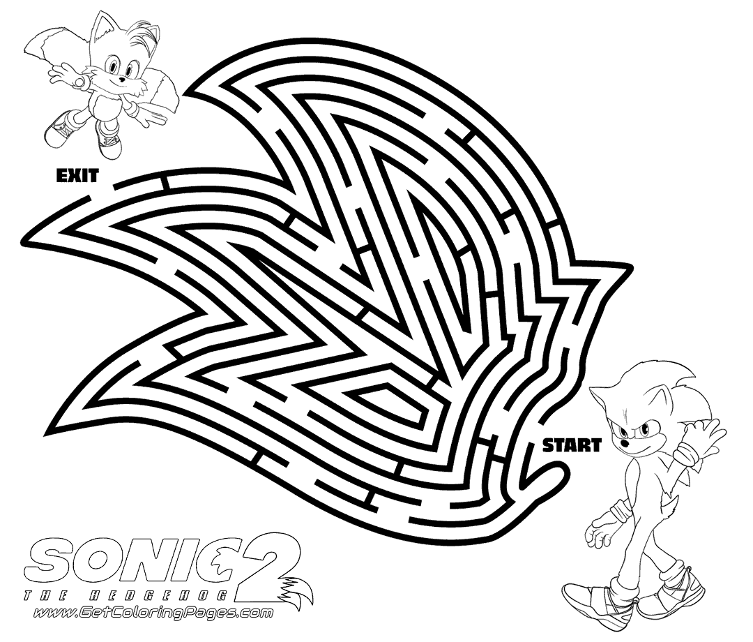 Pagina da colorare di Sonic 2 Movie Activity Maze