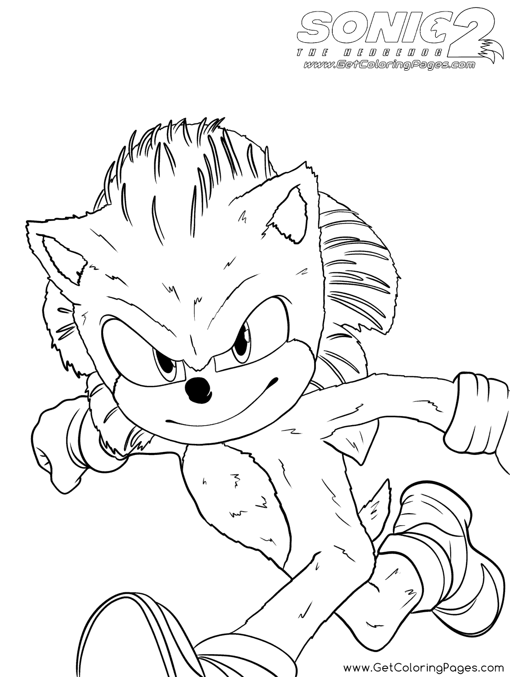 Sonic in Sonic the Hedgehog 2 Coloring Pages - Sonic the Hedgehog 2