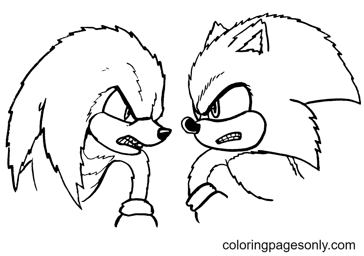 Sonic the Hedgehog 2 – Pagina da colorare Knuckles vs Sonic