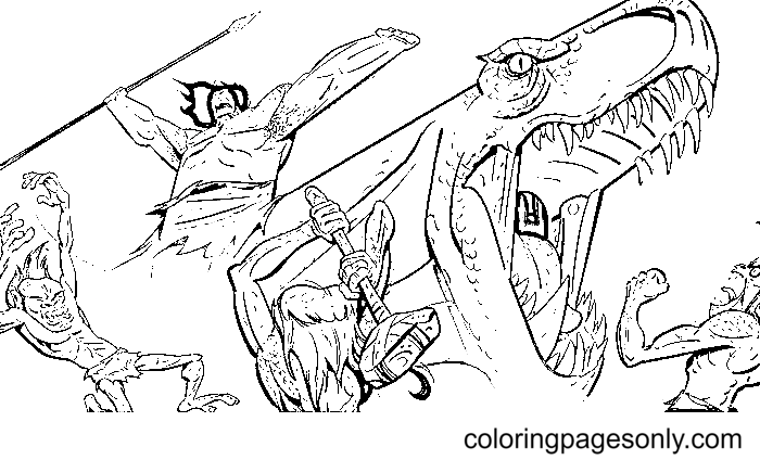 Spear And Fang From Genndy Tartakovsky Coloring Pages