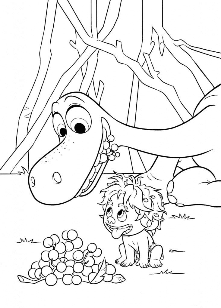 Spot And Arlo Eat Berries Good Dinosaur Coloring Page