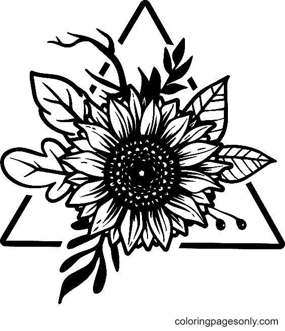 Sunflower Aesthetic Drawing Coloring Page