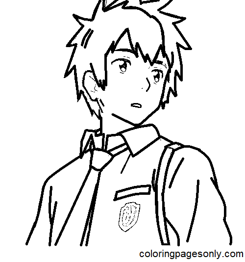 Tachibana Taki from Your Name Coloring Page