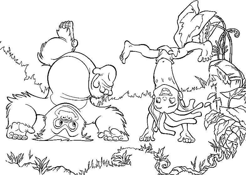 Tarzan And Terk are Playing Together Coloring Page