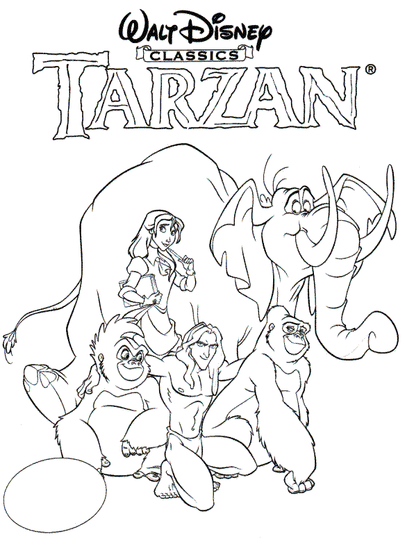 Pagina da colorare di Tarzan Disney