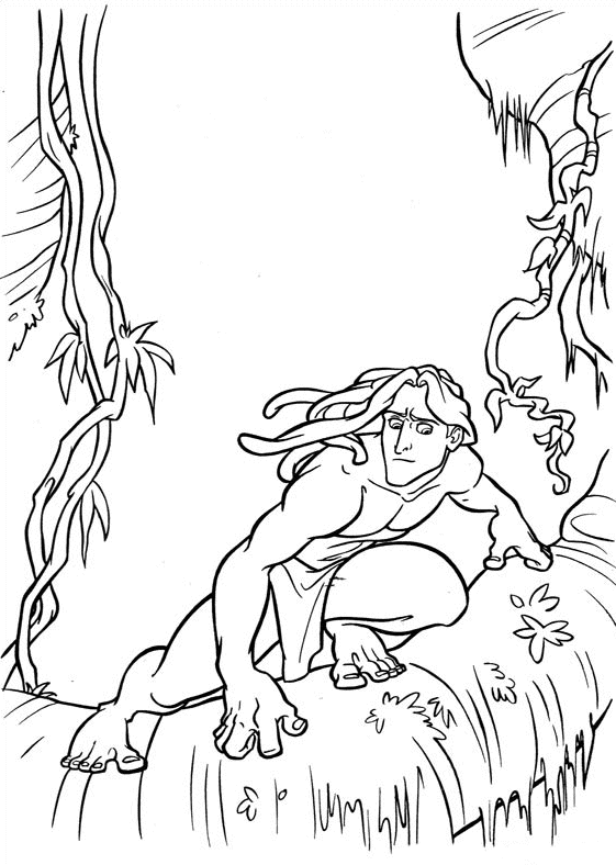 Pagina da colorare stampabile di Tarzan
