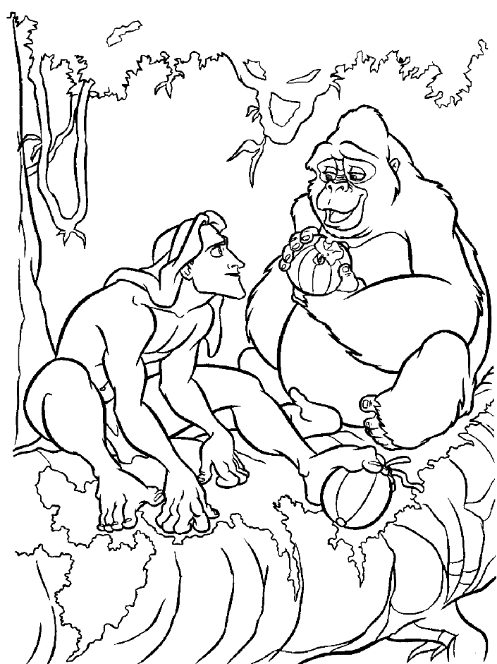 Tarzan and Kala Coloring Page