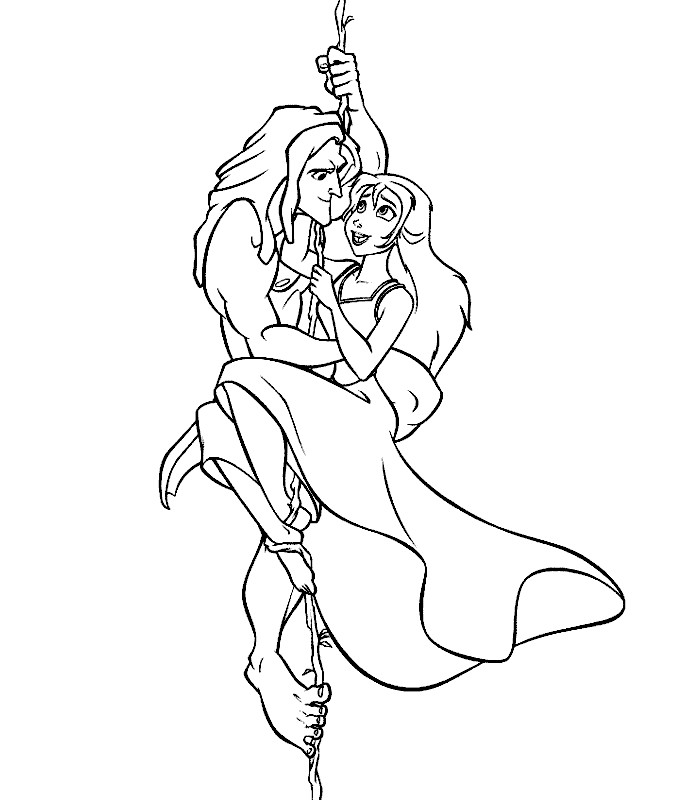 Tarzan with Jane Coloring Page