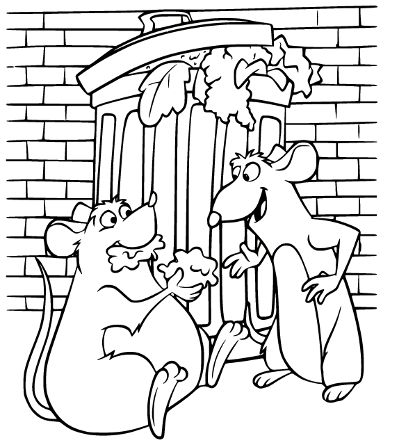 Tasty Salad for mice Remy and Emille Coloring Pages
