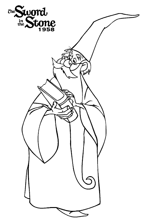 The Sword In The Stone - Merlin Coloring Pages