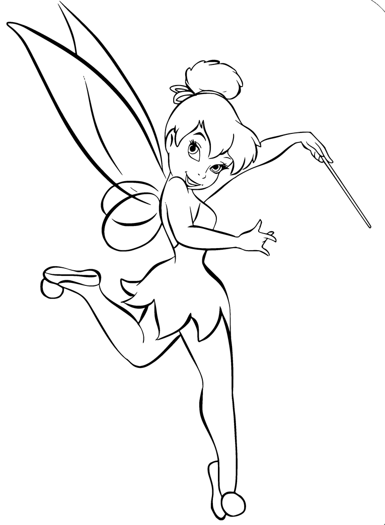 Tinker Bell with her wand Coloring Page