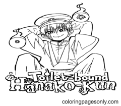 Páginas para colorir Hanako-Kun encadernadas no banheiro