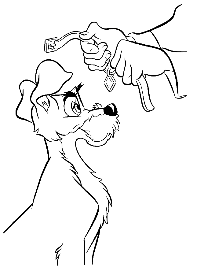 Tramp Gets A Collar Coloring Pages