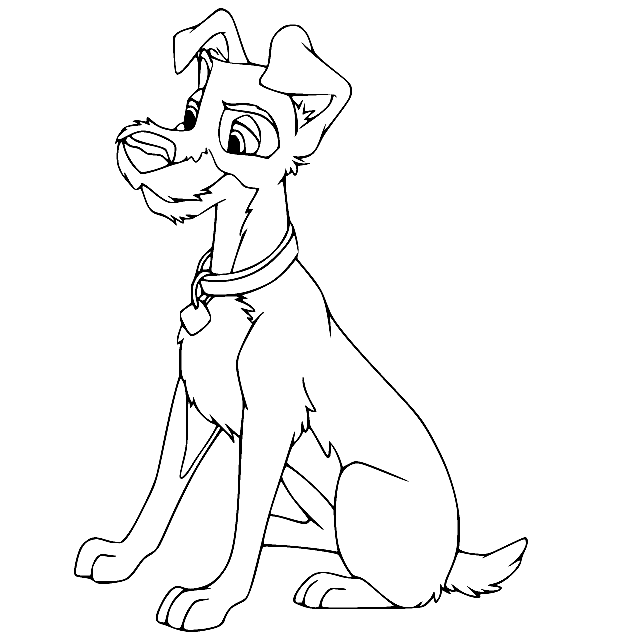 Tramp the Stray Mutt Coloring Page