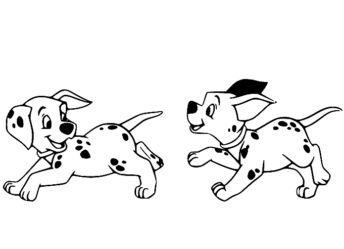 Two Dalmatian Chasing Coloring Page