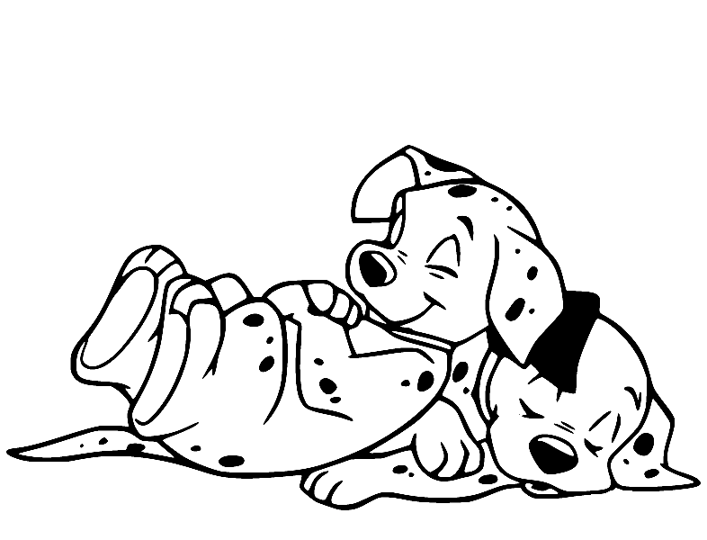 Two Dalmatian Puppies Coloring Page