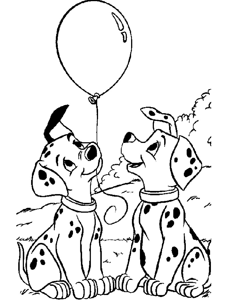 Два далматинца с воздушным шариком из мультфильма "101 далматинец"