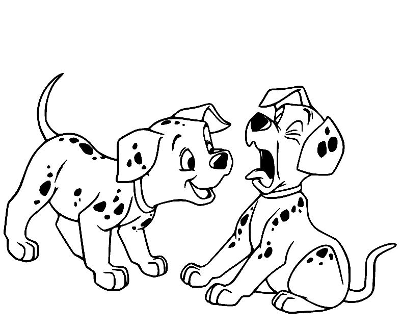 Two Funny Dalmatians Coloring Page