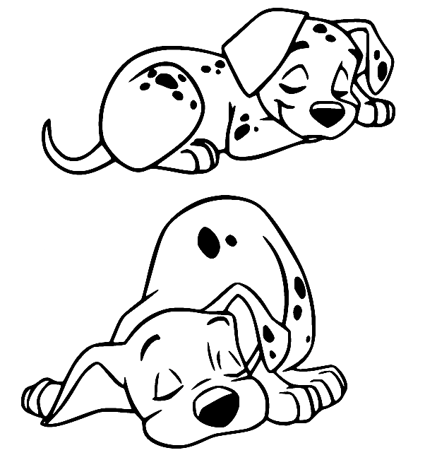 Two Sleeping Dalmatian Coloring Pages