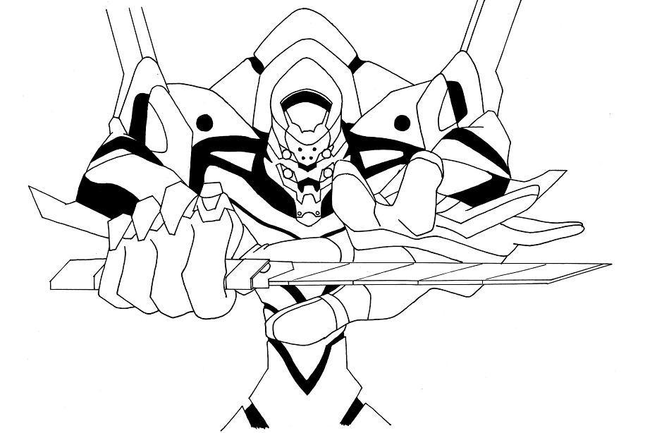 Unit 02 from Neon Genesis Evangelion Coloring Page