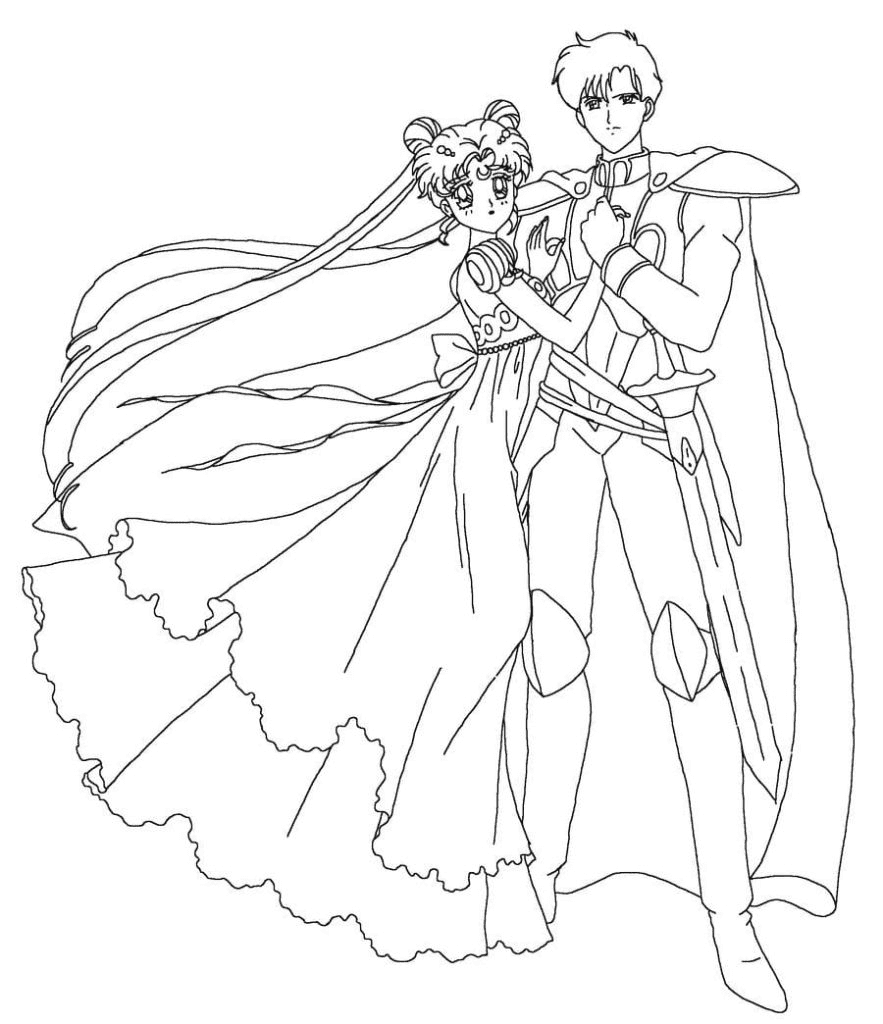 Sailor Moon And Tuxedo Mask Kiss Coloring Pages