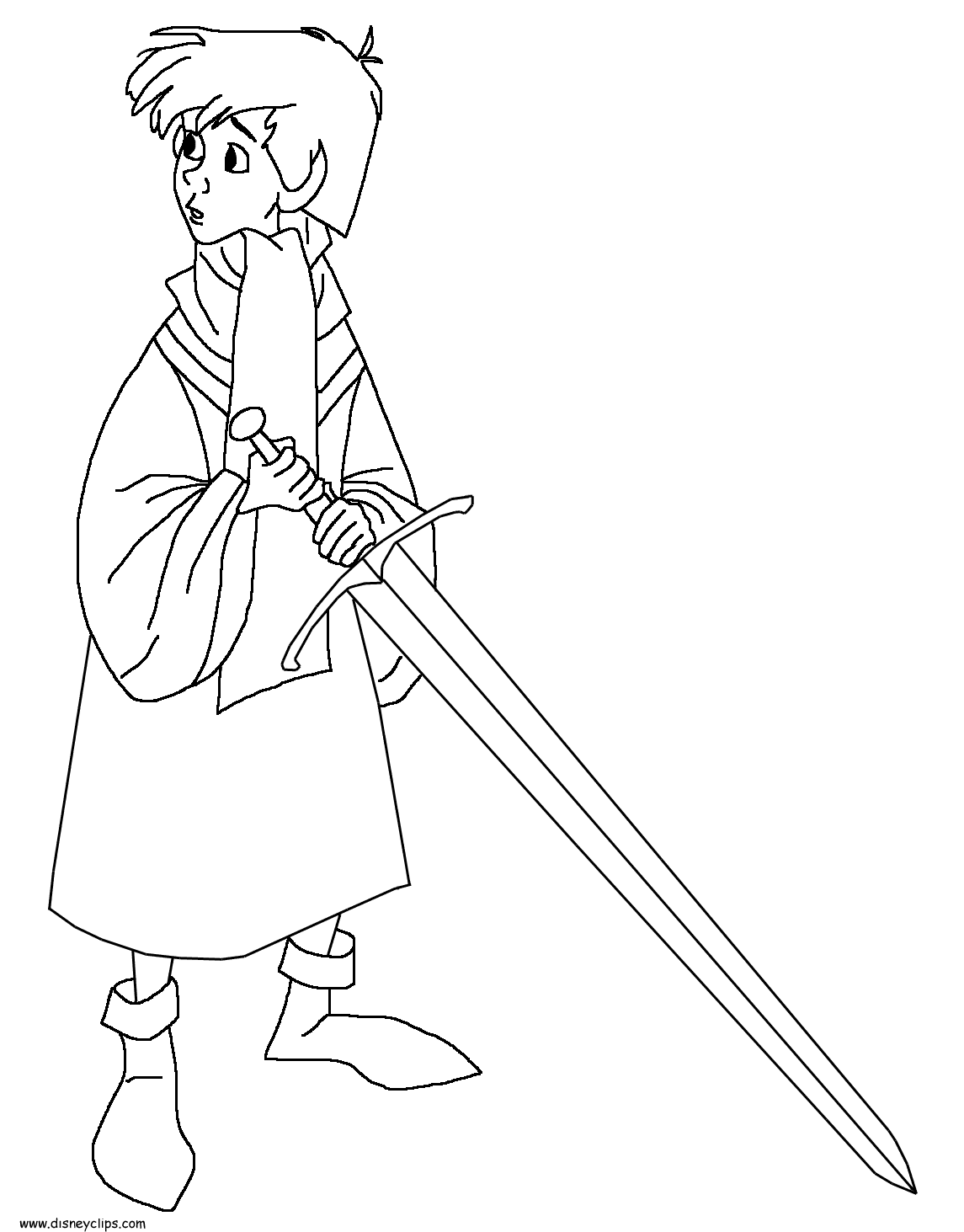 Warth houdt het zwaard vast uit Sword in the Stone