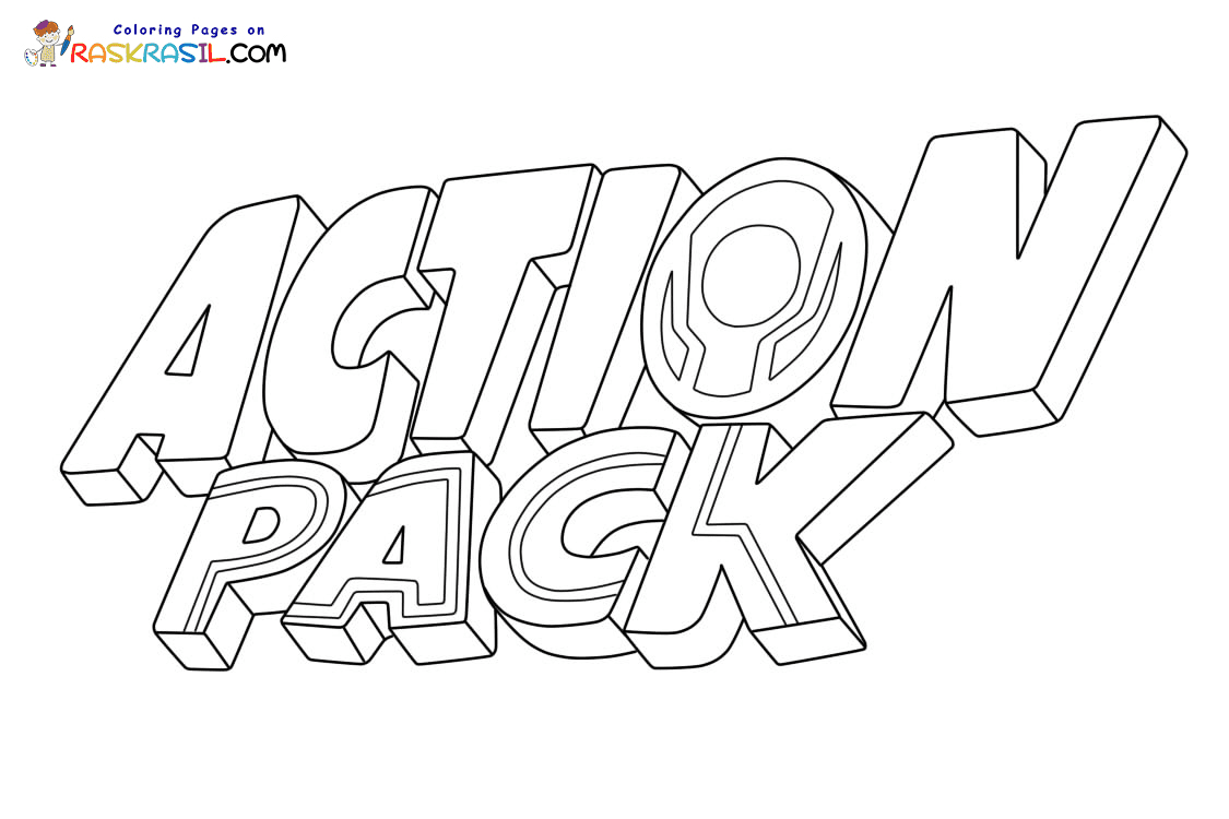 Logotipo Página Para Colorear De Paquete De Acción