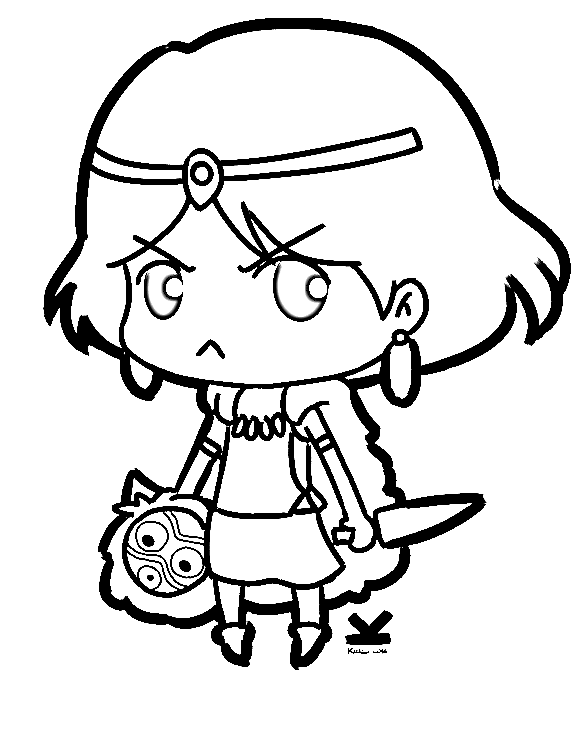 Adorável Princesa Chibi Mononoke de Princesa Mononoke