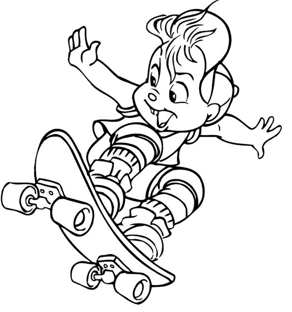 Элвин катается на скейтборде из мультсериала «Элвин и бурундуки»