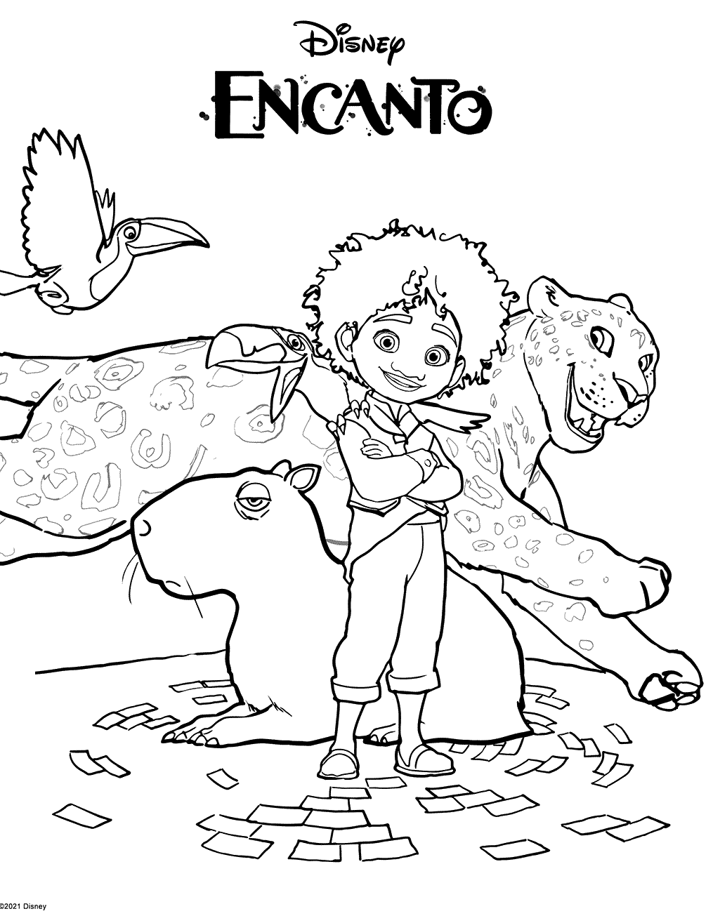 Antonio with Animals Coloring Pages