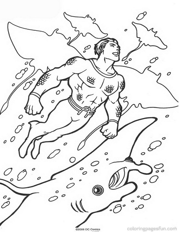 Aquaman and Devil Fish Coloring Page
