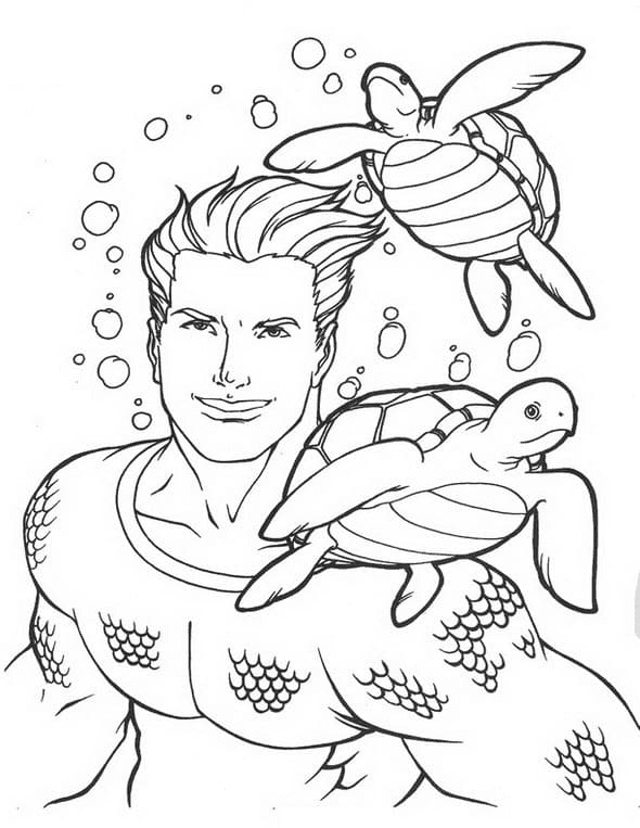 Aquaman en schildpadden van Aquaman