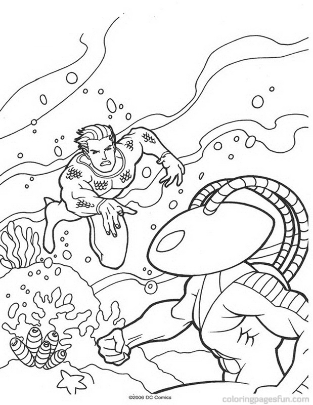 Aquaman vs Manta Coloring Page