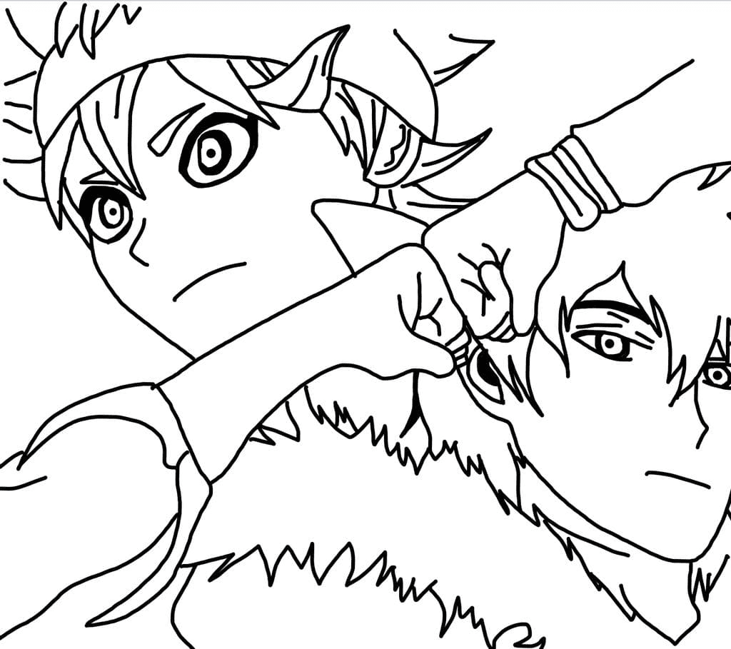 Asta and Yuno Black Clover Coloring Pages   Black Clover Coloring ...
