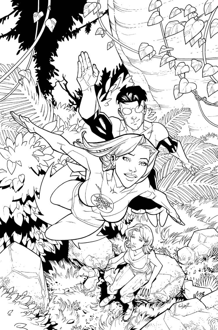 Atom Eve and Invincible Fighting Coloring Pages