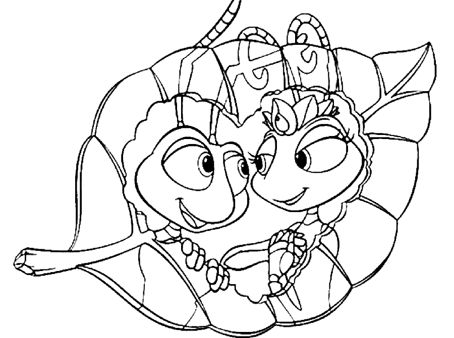 Atta and Flik are in love Coloring Page