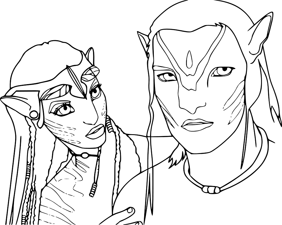 Avatar Jake Sully and Neytiri Coloring Pages