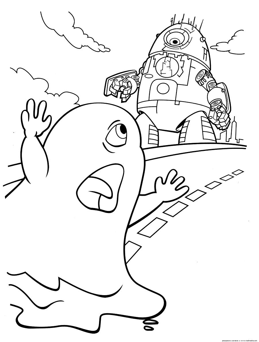 BOB and the robot Coloring Page