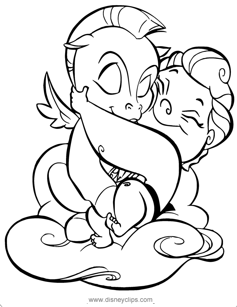Baby Hercules hugging Pegasus from Hercules