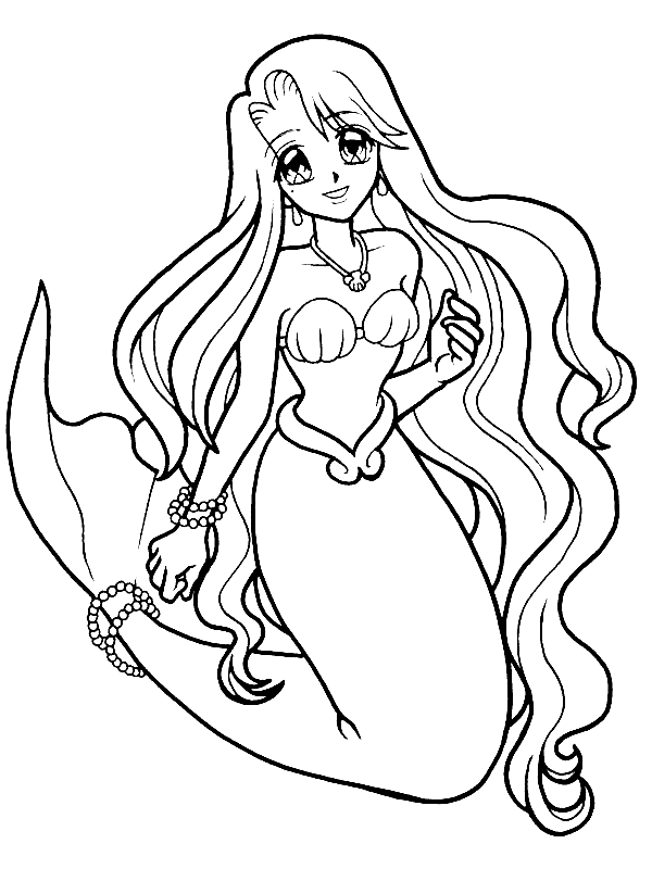 Beautiful Mermaid for Kids Coloring Page