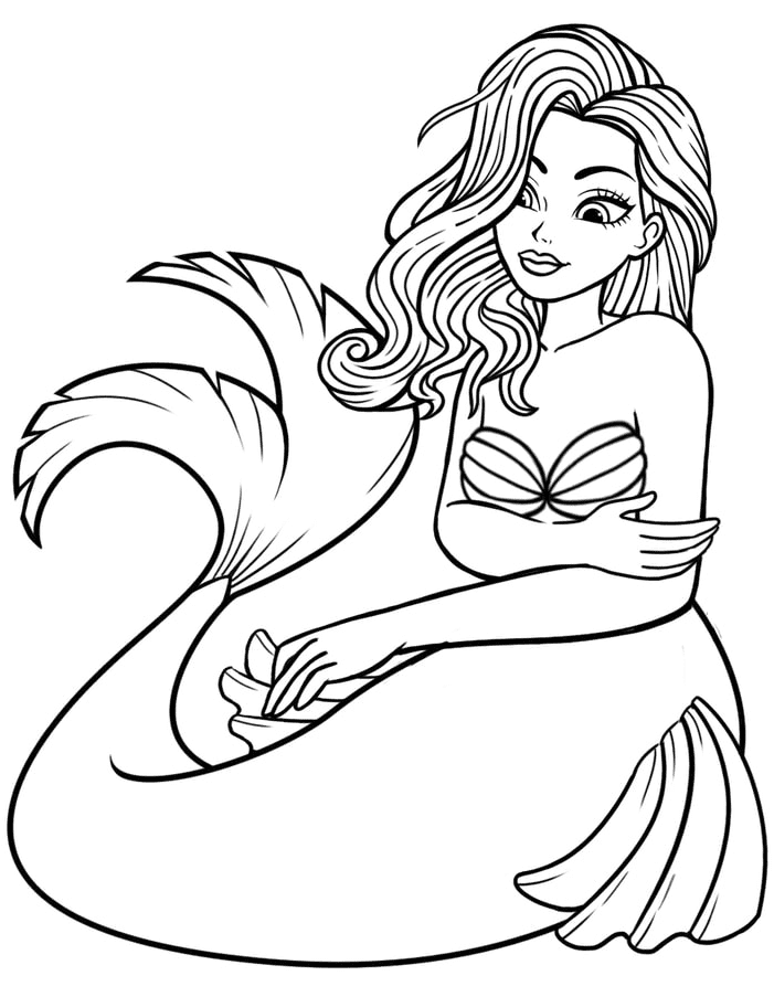 Beautiful Mermaid Coloring Page