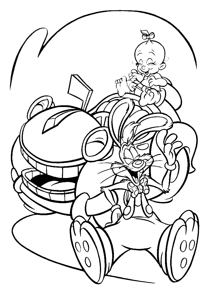 Benny the Cab、Roger Rabbit 和 Baby Herman Coloring Page