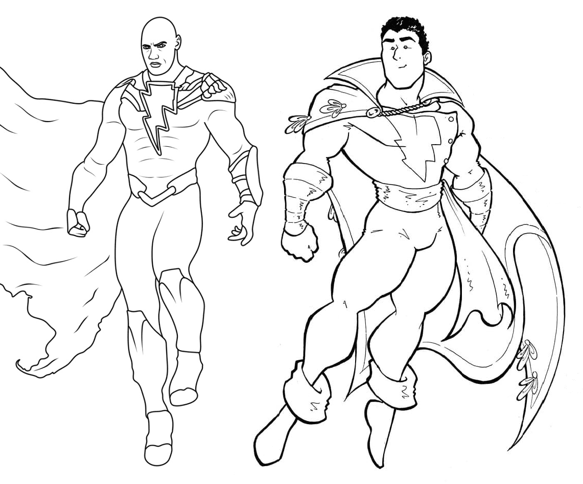 Black Adam with Shazam Coloring Page