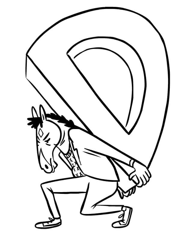 BoJack Horseman with the word D on his back Coloring Page