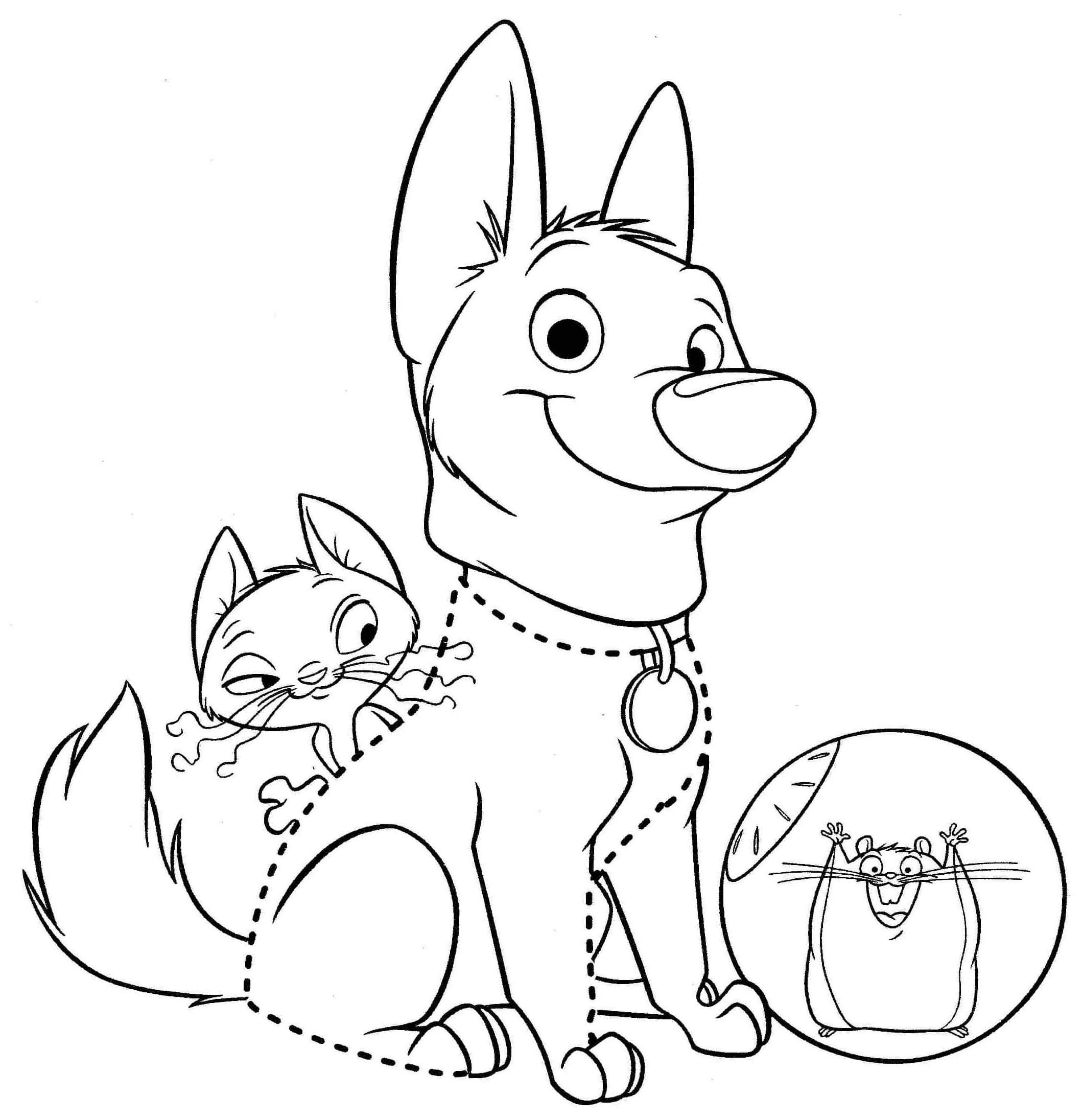 Bolt, Mittens, Rhino Coloring Page