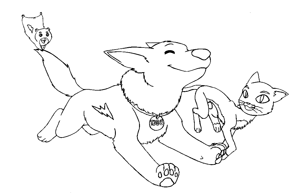 Bolt, Mittens and Rhino Coloring Page